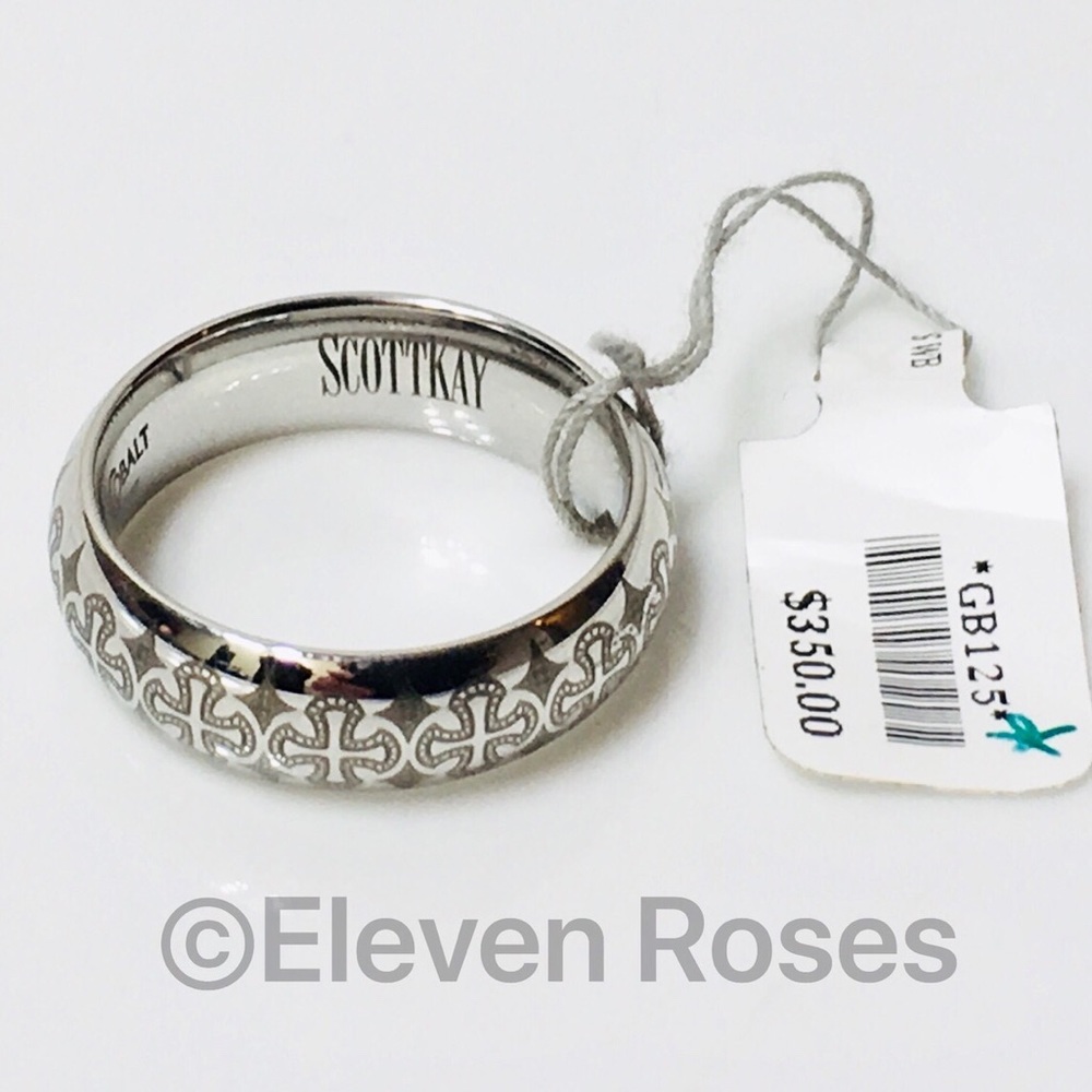 Scott Kay 7mm Cobalt Devout Cross Ring - Picture 8 of 8